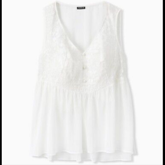 Torrid NWT Fairycore Romantic white chiffon sleeveless babydoll top size large - Picture 1 of 8